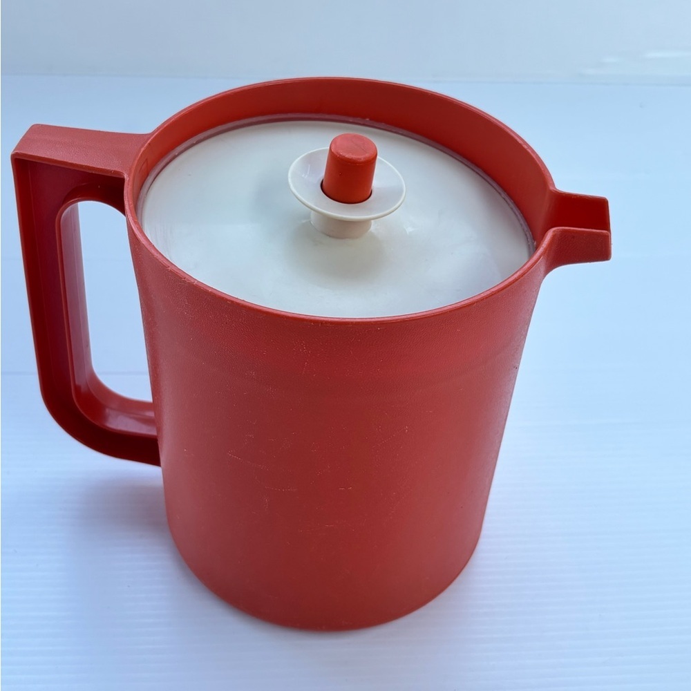 Vintage Red Pitcher Retro Kitchen Cottage